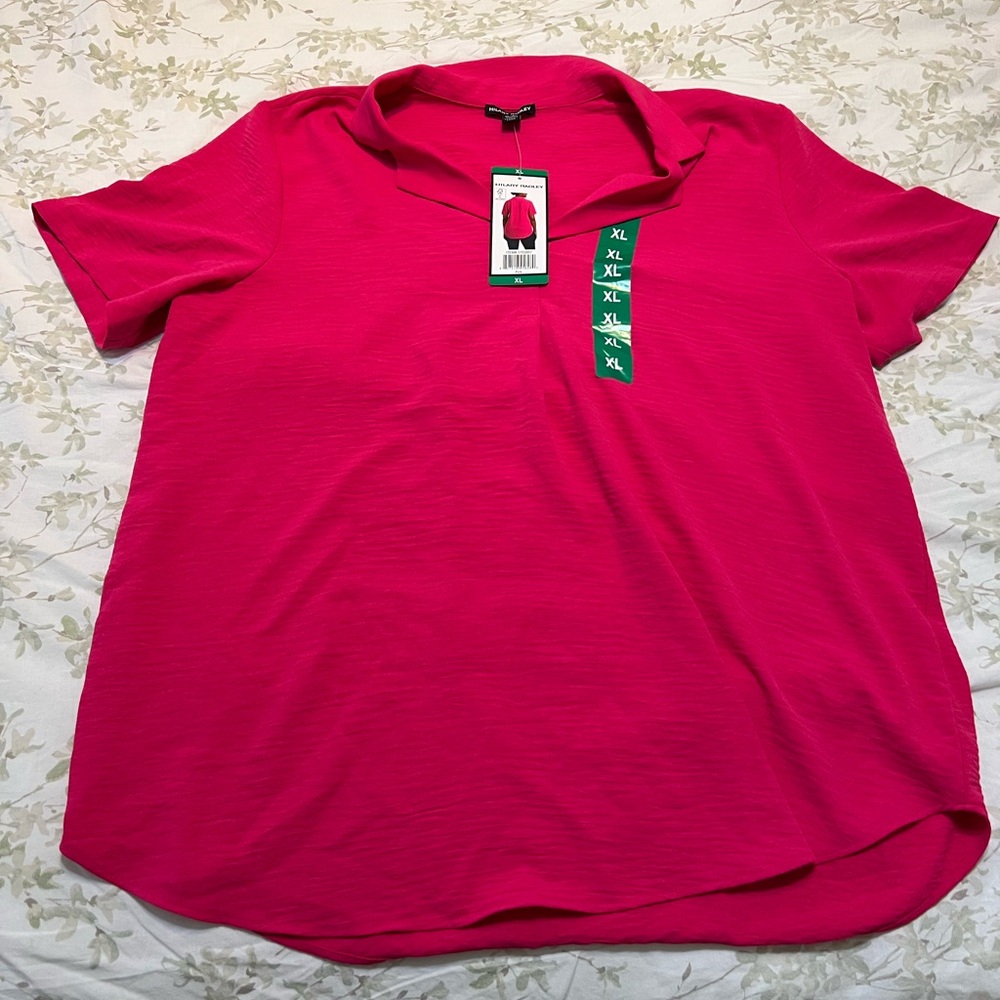 Hilary Radley Vibrant Pink Short Sleeve Tee